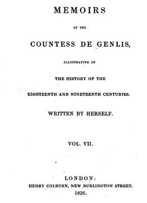 Memoirs of the Countess de Genlis