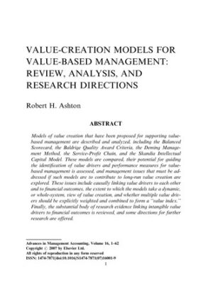 Advances in management accounting